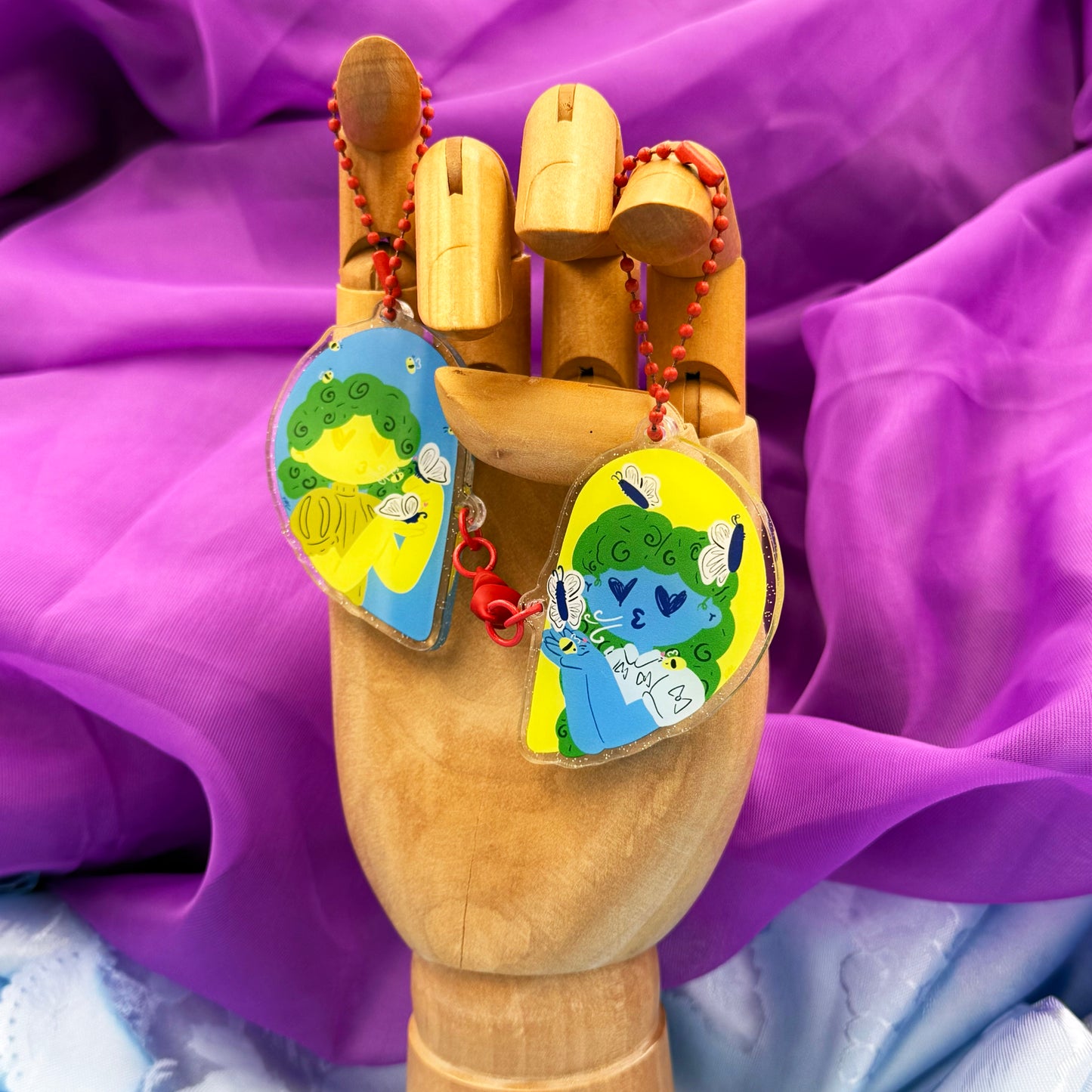 Bees and Butterflies Keychain Pair